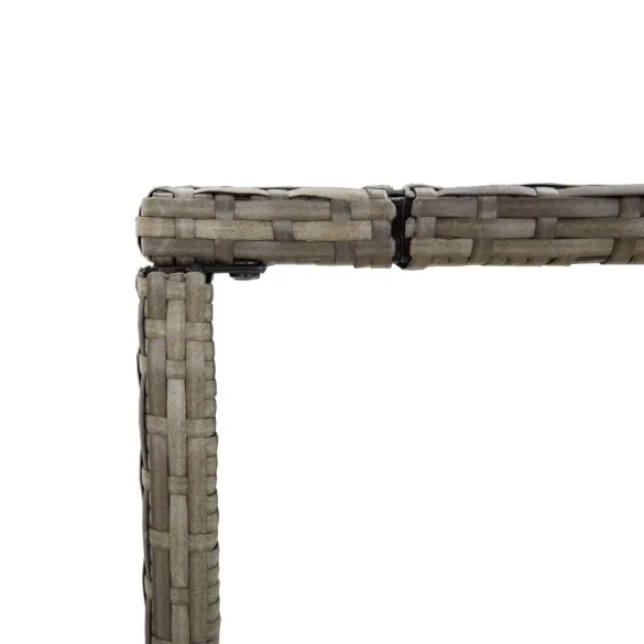 Masă de bar exterior cu blat sticlă - Poliratan Gri - 180x70cm