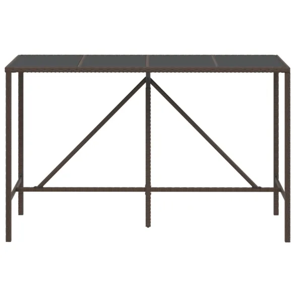 Masă Bar Exterior Poliratan cu Blat Sticlă | Livrare Gratuită