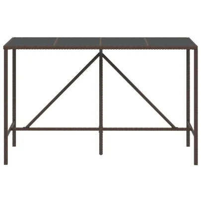 Masă Bar Exterior Poliratan cu Blat Sticlă | Livrare Gratuită