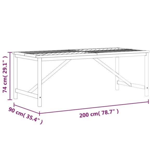 Masă Grădină Lemn Acacia 200x90 cm | Livrare Gratuită