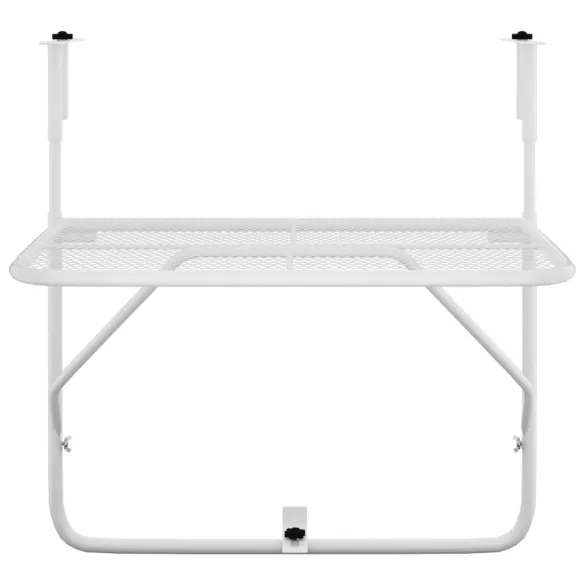 Masă Balcon Albă - Oțel - 60x40 cm - Livrare Gratuită