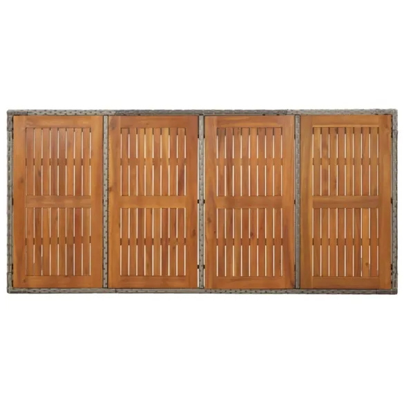 Masă Grădină Poliratan cu Blat Sticlă Gri - Livrare Gratuită