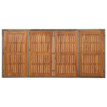 Masă Grădină Poliratan cu Blat Sticlă Gri - Livrare Gratuită