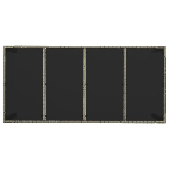 Masă Grădină Sticlă Gri - Poliratan Durabil - 190x90 cm