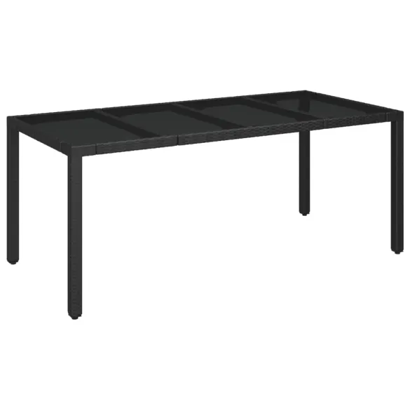 Masă Grădină Sticlă Ratan 190x90 cm - Negru | Livrare Gratuită Masă Grădină Sticlă Ratan 190x90 cm - Negru | Livrare Gratuită