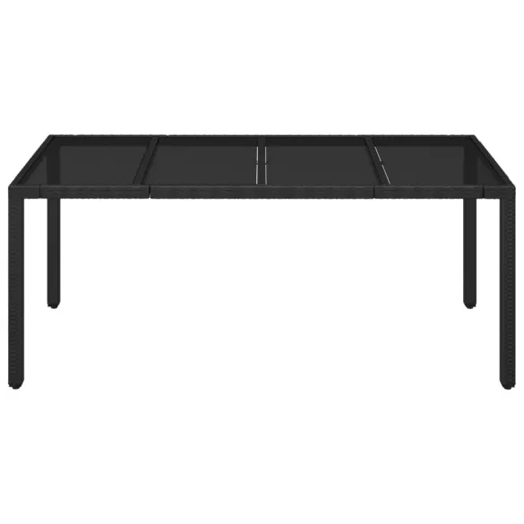 Masă Grădină Sticlă Ratan 190x90 cm - Negru | Livrare Gratuită Masă Grădină Sticlă Ratan 190x90 cm - Negru | Livrare Gratuită