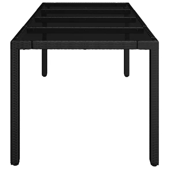 Masă Grădină Sticlă Ratan 190x90 cm - Negru | Livrare Gratuită Masă Grădină Sticlă Ratan 190x90 cm - Negru | Livrare Gratuită