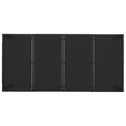 Masă Grădină Sticlă Ratan 190x90 cm - Negru | Livrare Gratuită