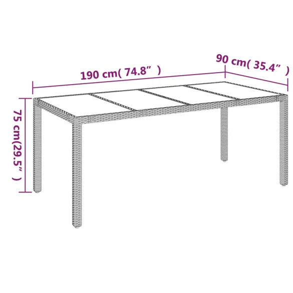 Masă Grădină Sticlă Ratan 190x90 cm - Negru | Livrare Gratuită Masă Grădină Sticlă Ratan 190x90 cm - Negru | Livrare Gratuită