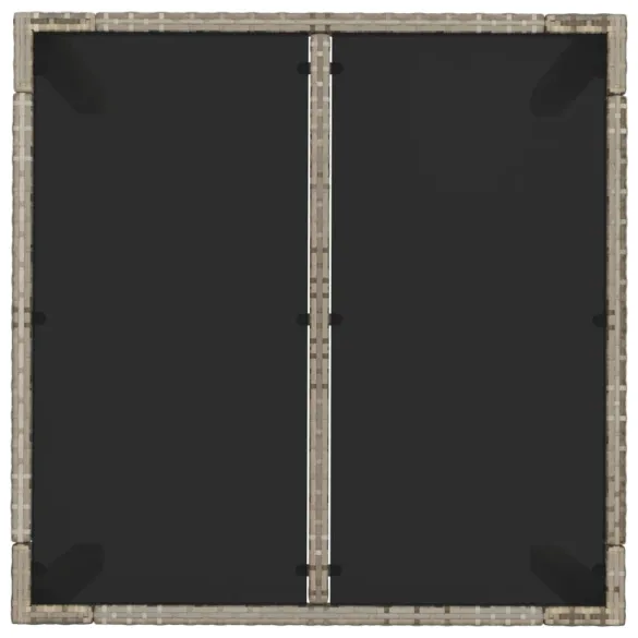 Masă Grădină Sticlă - Poliratan - 90x90 cm - Livrare Gratuită