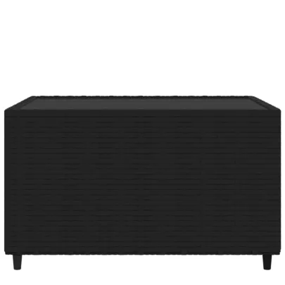 Masă Cafea Grădină Pătrată Negru Poliratan | Livrare Gratuită