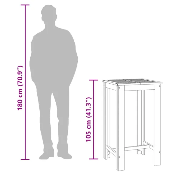 Masă Bar Grădină Lemn Acacia Masiv - 60x60x105 cm
