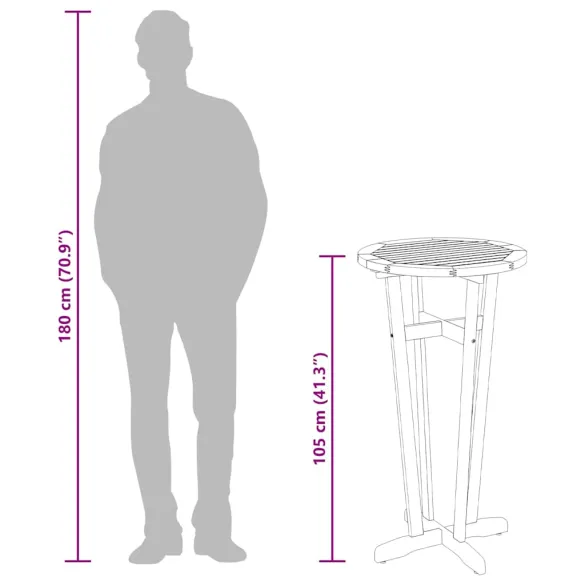 Masă Bar Grădină Lemn Acacia Masiv | Livrare Gratuită
