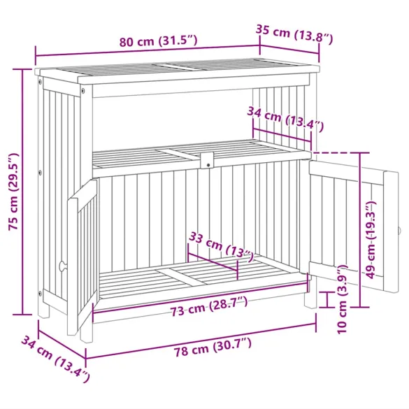 Masă Consolă Grădină Lemn Acacia Masiv | Livrare Gratuită
