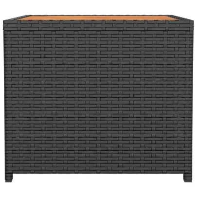 Masă de ceai exterior negru - Lemn acacia și poliratan