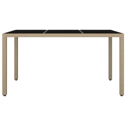 Masă Grădină Sticlă Bej - Poliratan și Oțel - Livrare Gratuită