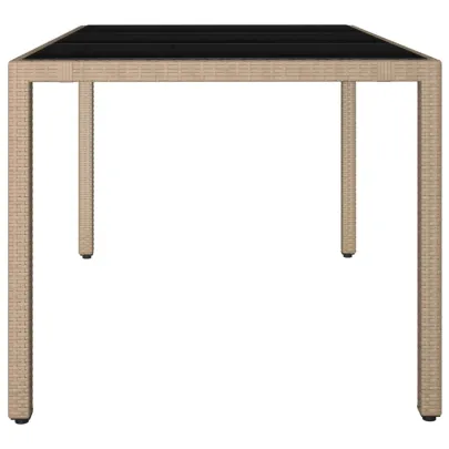 Masă Grădină Sticlă Bej - Poliratan și Oțel - Livrare Gratuită