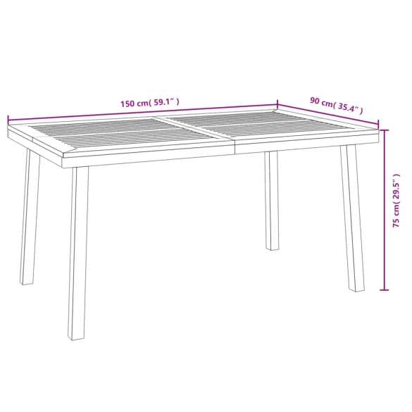 Masă Grădină Lemn Acacia 150x90 cm - Livrare Gratuită