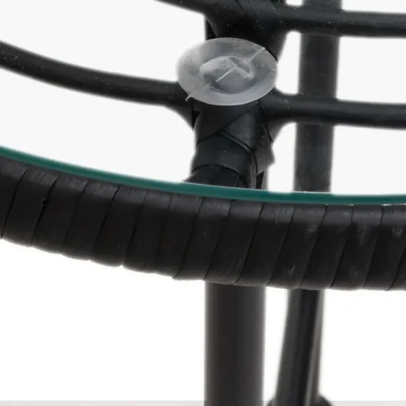 Masă Rotundă de Exterior cu Sticlă Securizată și Oțel