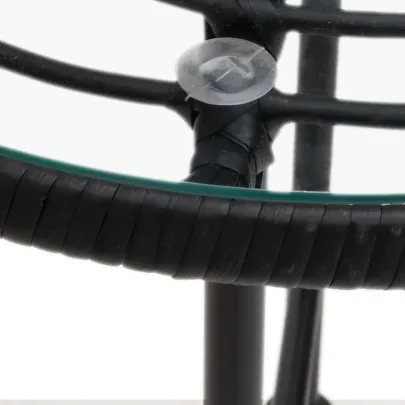 Masă Rotundă de Exterior cu Sticlă Securizată și Oțel