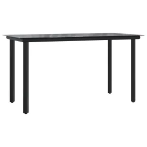 Masă Grădină Modernă - Oțel Negru cu Sticlă Securizată 2
