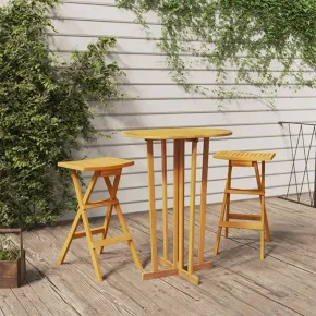 Masă Bar Pliabilă din Lemn Masiv Tec - 90x65x105 cm