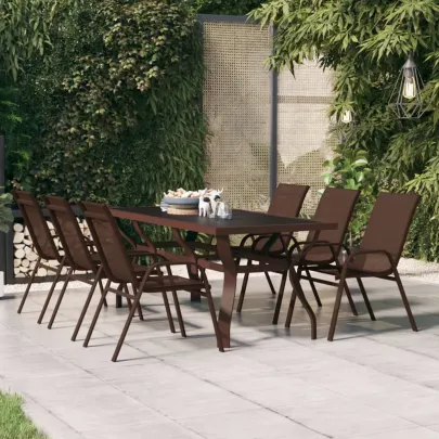 Masă Grădină Oțel Sticlă 180x80 cm - Livrare Gratuită