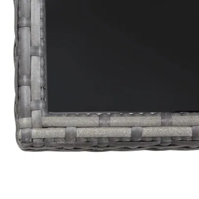 Masă Grădină Poliratan Gri cu Sticlă | Livrare Gratuită