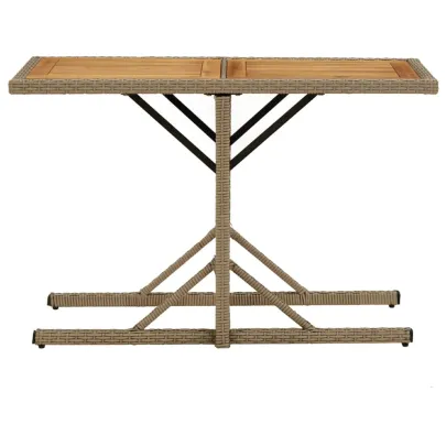 Masă Grădină Lemn Acacia - Bej, Poliratan - Livrare Gratuită