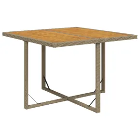 Masă Grădină Modernă - Bej/Negru - Lemn Acacia & Ratan 2