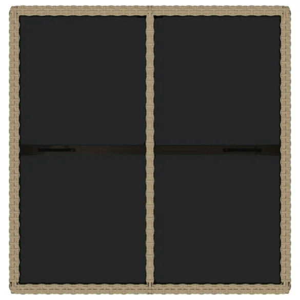 Masă Grădină Bej - Ratan și Sticlă - Livrare Gratuită