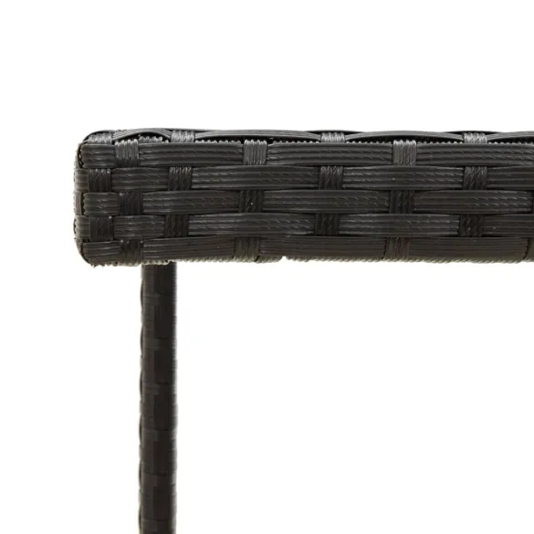 Masă Grădină Modernă - Negru, Ratan PE, Sticlă - Livrare Gratuită