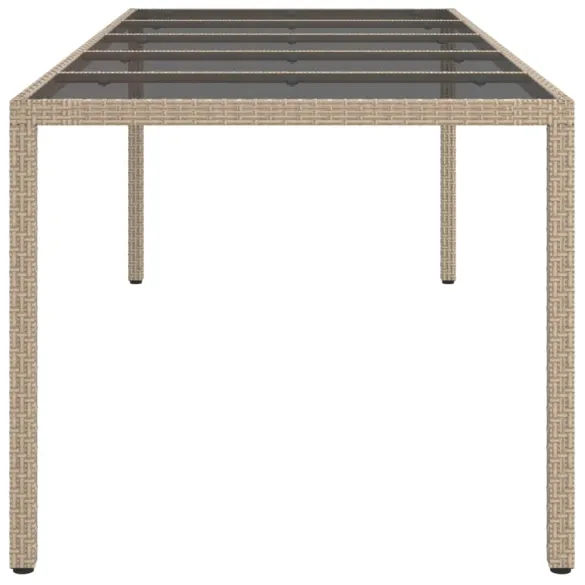 Masă Grădină Bej cu Sticlă Securizată - 250x100 cm