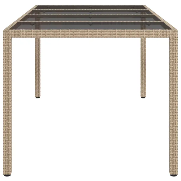 Masă Grădină Modernă, Sticlă Securizată, Bej - Livrare Gratuită