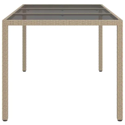 Masă Grădină Bej Poliratan Sticlă Securizată 150x90 cm