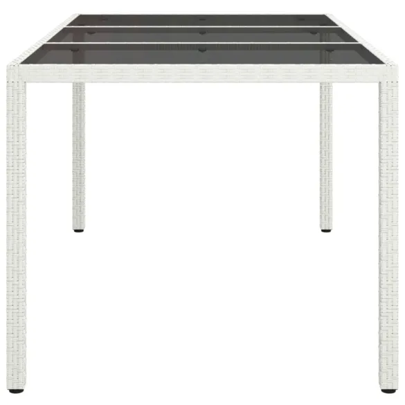 Masă Grădină Albă Sticlă Securizată Poliratan | Livrare Gratuită