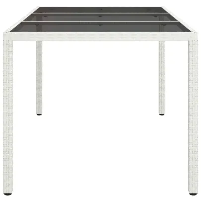 Masă Grădină Albă Sticlă Securizată Poliratan | Livrare Gratuită