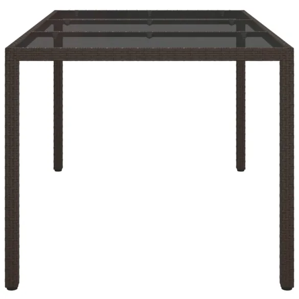 Masă Grădină Maro cu Sticlă Securizată - Livrare Gratuită