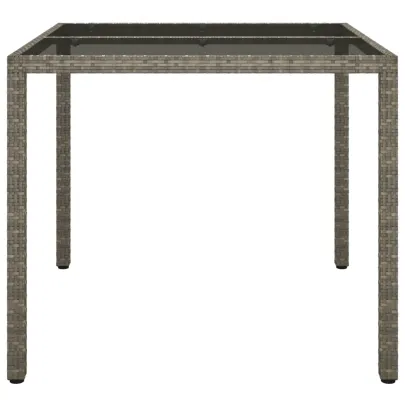 Masă Grădină Gri cu Sticlă | Poliratan Rezistent