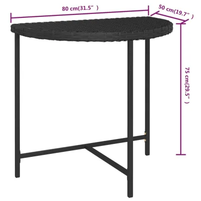 Masă Grădină Negru 80x50 cm Poliratan - Livrare Gratuită