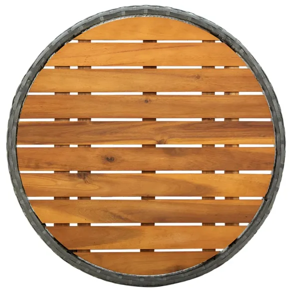 Masă de Ceai Gri Pliabilă - Poliratan și Lemn Masiv | Livrare Gratuită