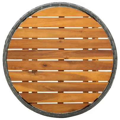 Masă de Ceai Gri Pliabilă - Poliratan și Lemn Masiv | Livrare Gratuită