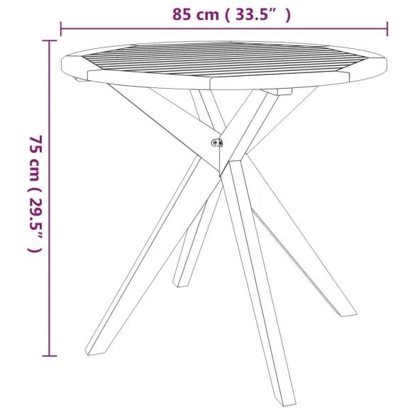 Masă Grădină Lemn Acacia Masiv - 85x85x75 cm | Livrare Gratuită