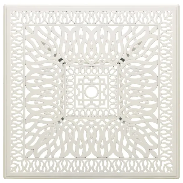 Masă Grădină Albă Aluminiu Turnat 90x90 cm - Livrare Gratuită