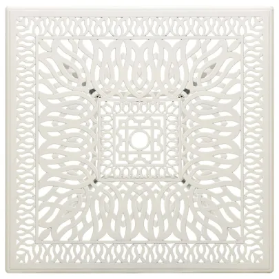 Masă Grădină Albă Aluminiu Turnat 90x90 cm - Livrare Gratuită