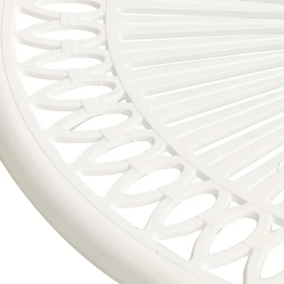 Masă Grădină Albă - Aluminiu Turnat cu Umbrelă