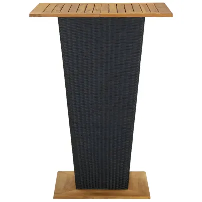 Masă de Bar Grădină - Negru - Ratan și Lemn Acacia