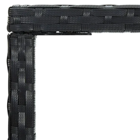 Masă de Bar Grădină Negru - Ratan și Sticlă - Livrare Gratuită