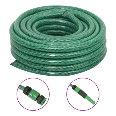 Furtun Grădină PVC cu Racorduri - 20m, Verde