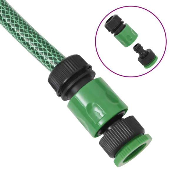 Furtun Grădină 30m cu Racorduri - Verde PVC | Livrare Gratuită